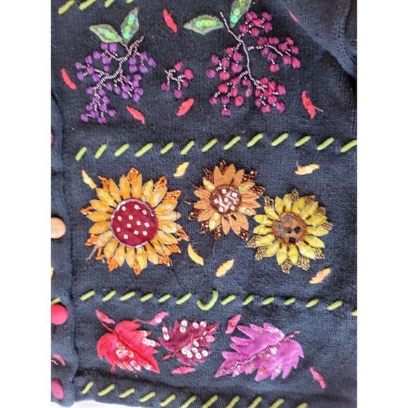 Vintage Design options AS IS cardigan Philip Jane Gordon floral fall embroidered - Picture 9 of 16